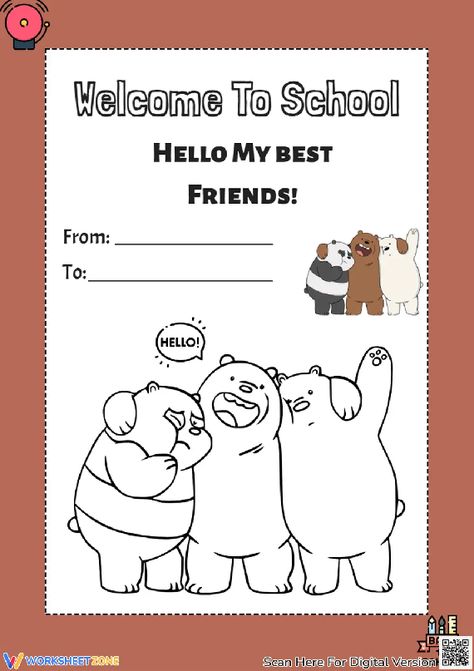 Welcome little kids back to school with a colorful greeting card personalized by themselves! #backtoschool #greetingcards #crafts #paper #cards #school #friends #worksheets #printable #printableforkids #kidsactivities #coloring #pdf Welcome Back Cards, Welcome To School, School Friends, Welcome Back To School, Printable Greeting Cards, Crafts Paper, Paper Cards, Personal Cards