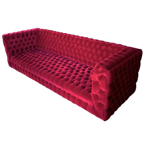 Capitone Sofa, 70s Hollywood, Modern Chesterfield Sofa, Red Velvet Sofa, Room Sofa Ideas, Modern Chesterfield, American Sofa, Pink Velvet Sofa, Jazz Lounge