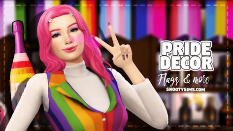 Celebrating Love: 30+ Stunning CC Pride Flags and Decor! Lesbian Hair, Lesbian Pride Flag, Lesbian Flag, Sims Hair, Celebrate Love, Flag Decor, Sims 4 Cc, Pride Month, Pride Flags