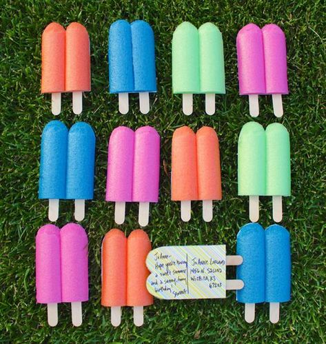 Pool Party Crafts, Postcrossing Ideas, Pool Noodle Crafts, 3d Templates, Popsicle Party, Wooden Craft Sticks, Diy Popsicle, Ice Cream Theme, Mail Gifts