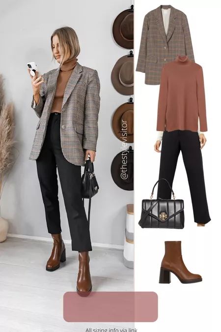 Pointy Brown Boots Outfit, Business Casual With Ankle Boots, Brown Boots Office Outfit, Ankle Platform Boots Outfits, Brown Leather Ankle Boots Outfit, Petite Boots Outfit, Ankle Brown Boots Outfit, Outfits With Brown Boots Ankle, How To Style Brown Boots Ankle