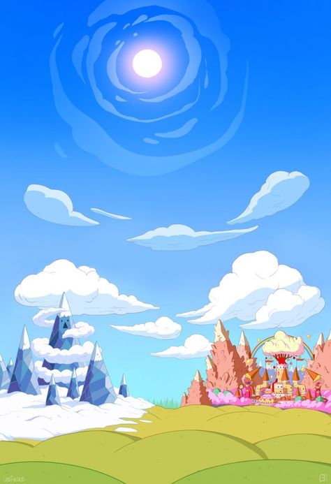 Adventure Time Clouds, Aesthetic Adventure Time Wallpaper, Adventure Time Scenery, Adventure Time Landscape, Time Aesthetic Wallpaper, Aesthetic Adventure Time, Adventure Time Aesthetic, Adventure Time Background, Grunge Teen