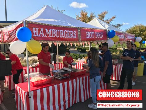 Choose from a wide variety of concessions for your next event!   Get in touch with us for more information about our Concessions Stands and Fun Food Packages! Carnival Food Ideas Concession Stands, Carnival Food Stand Aesthetic, Portable Concession Stand, Cake Walk Ideas Carnival, Carnival Themed Corporate Event, Firework Stands, Concession Stands, Carnival Booths, Fall Fair