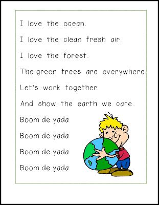 rubberboots and elf shoes: Earth Day song freebie Preschool Lesson Plans Themes, Earth Day Song, Woodland Classroom, April Ideas, Preschool Poems, Transition Songs, Yoga Ideas, Earth Week, Play Based Learning Activities