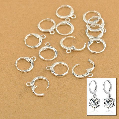 Drop Earrings Diy, Handmade Jewelry Findings, Silver Jewelry Box, Handmade Jewelry Diy, Silver Jewelry Rings, Cheap Jewelry, Fashion Jewelry Earrings, Earring Findings, Sterling Silver Hoops