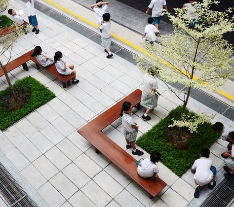 Elementary School Landscape Garden - atelier small Elementary School Landscape Design, School Landscape Design, College Images, School Lovers, School Landscape, Macquarie University, Central Courtyard, Courtyard Landscaping, Brutalist Buildings