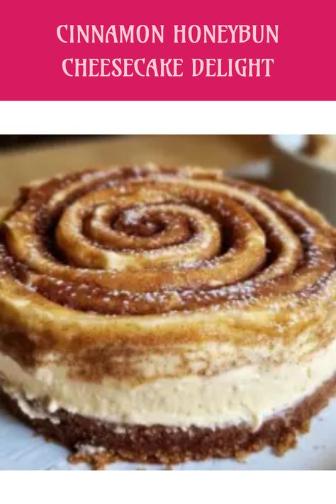 Looking for a dessert that perfectly combines creamy cheesecake with the sweet, comforting taste of cinnamon honeybuns? Our Cinnamon Honeybun Cheesecake will tick all the right boxes! This easy-to-make cheesecake recipe features a deliciously swirled honeymix that will leave your tastebuds dancing. Perfect for holiday gatherings, cozy family dinners, or as a delightful surprise at any event, this recipe is a true crowd-pleaser. Get ready to wow your family and friends with this irresistible dessert they'll dream about long after the last bite! Honey Bun Cinnamon Roll Cheesecake, Cinnamon Rolls Honeybun Cheesecake, Cinnamonroll Honeybun Cheesecake, Cinnamon Honeybun Cheesecake, Cinnamon Roll Hunny Bun Cheesecake, Honeybun Cinnamon Roll Cheesecake, Honey Bun Cheesecake Recipe, Honeybun Cheesecake Recipe, Cinnamoroll Cheesecake