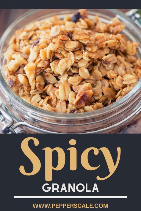 Spicy Appetizer Recipes, Spicy Vegetarian Recipes, Savory Granola, Easy Breakfast Smoothies, Granola Breakfast, Afternoon Snack, Granola Recipes, Homemade Snacks, Homemade Granola