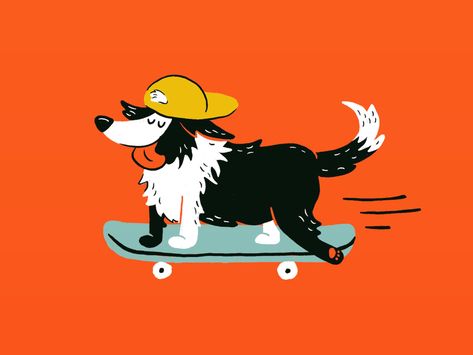 Dog Skateboarding, Sports Day Poster, Hug Illustration, Cat Character, Dog Illustration, Animal Friends, Graduation Outfit, Animal Cards, Cute Doodles