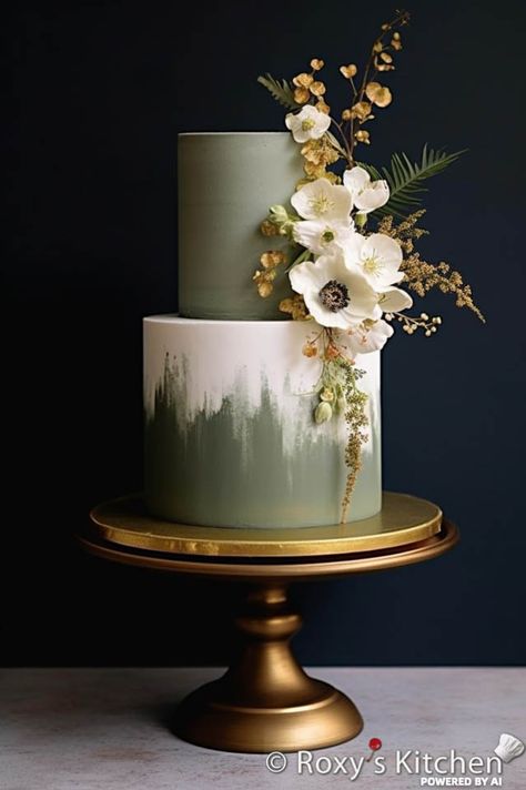 Sage Green And Blush Wedding, Green And Blush Wedding, Kue Fondant, Sage Green Wedding Theme, Tårta Design, Blush Wedding Cakes, Olive Green Weddings, Green Wedding Cake, Forest Theme Wedding