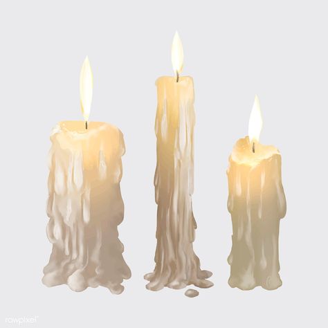 Illustration of candles icon vector for Halloween | free image by rawpixel.com Melting Candle Drawing, Candle Sketch, Candle Melting, Candle Illustration, Realistic Candles, Candle Drawing, Candle Halloween, Candle Images, Candle Burning