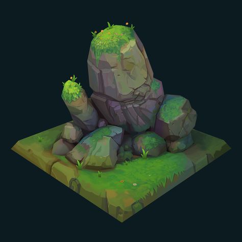 ArtStation - Rock study Stylized Rock, Rock Study, Bg Design, Rock Textures, Hand Painted Textures, 2d Game Art, Landscape Concept, Substance Painter, Hand Painted Stones