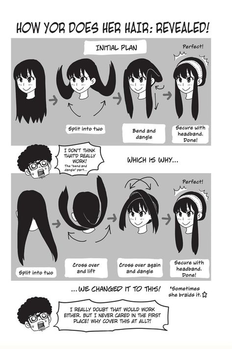 How Yor Forger Does Her Hair, Yor Forger Hair Tutorial, Yor Forger Hair, Yor Forger Hairstyle, Hornyposting Ideas Anime, Anya Hair, Yor Forger Manga, Yor And Anya, Japan Hairstyle