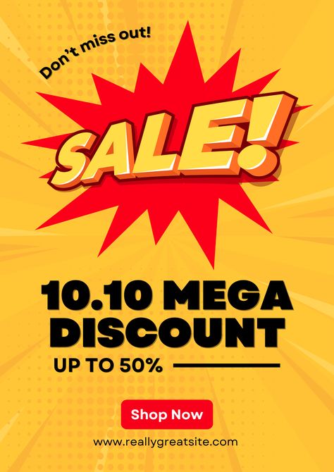 Step back in time with big savings! 🔴🟡 Our red and yellow retro poster design is perfect for promoting your Mega Discount Sale. Catch your customers’ eyes with a bold, vintage vibe and drive sales fast. Get yours now! 11.11 Sale, Retro Poster Design, Sale Template, Discount Sale, Red And Yellow, Retro Vibe, Poster Template, Clearance Sale, Retro Poster