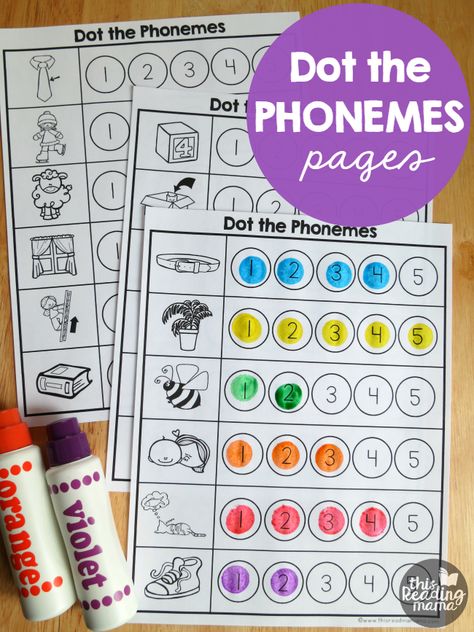 Phonemes Worksheets - Dot and Count the Phonemes - This Reading Mama Phonemic Awareness Kindergarten, Phoneme Segmentation, Emergent Literacy, Phonological Awareness Activities, Activities Kindergarten, Phonemic Awareness Activities, Dot Worksheets, Phonological Awareness, Teaching Phonics