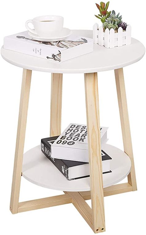 Coffee Table In Bedroom, Round Wood Coffee Table, White Sofa, Side End Table, Round Sofa, Storage Furniture Bedroom, Modern End Tables, Side Table Design, White Side Tables