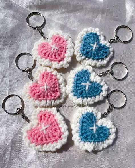 Matching Heart Keychain 💗💙 Pattern: Xuxu Crochet (YouTube) Open for pre-order and custom orders. Send us a DM! #crochetph #crochetphilippines #crochet #crochetkeychain #heartkeychain #coquette Matching Crochet Keychains, Couple Keychain Crochet Ideas, Y2k Crochet Keychain, Heart Crochet Keychain, Pink Crochet Keychain, Crochet Heart Keyring, Crochet Coquette Keychain, My Melody Crochet Keychain, Crochet Heart Keychain