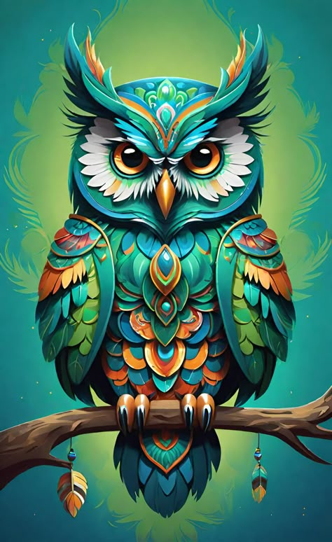 Owl #24 - The Artist OWL | OpenSea Owl Drawing Color, Cute Owl Painting, Bae Tattoo, Colorful Owl Art, Watercolor Owl Tattoos, Mood Board Wallpaper, Mandala Feather, Owl Background, Colorful Animal Paintings