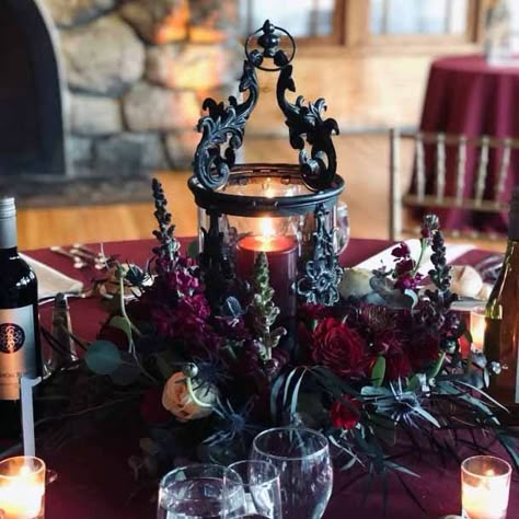 Gothic Candle Centerpieces Wedding, Dark Theme Wedding Centerpieces, Gothic Medieval Wedding, Goth Candelabra Centerpiece, Dark Romantic Centerpiece, Gothic Lantern Centerpieces, Gothic Party Centerpieces, Dark Fairytale Wedding Centerpieces, Dark Theme Wedding Decor