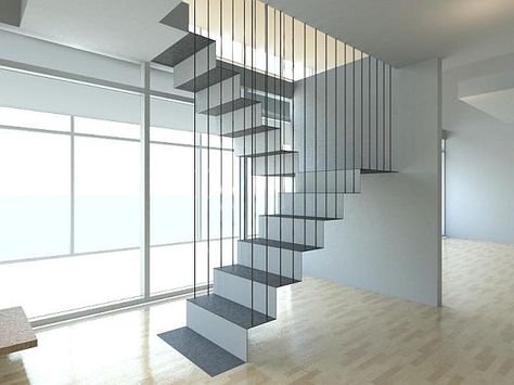 stair case | 21 Of The Most Interesting Floating Staircase Designs Steel Stairs Design, Contemporary Staircase, Escalier Design, Steel Stairs, Metal Stairs, Stairs Architecture, Floating Stairs, Floating Staircase, Stair Handrail