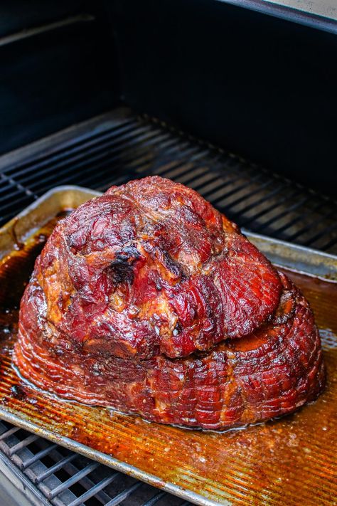 Smoked Spiral Ham In Electric Smoker, Spiral Ham On Smoker, Smoked Spiral Ham Traeger, Treager Smoked Spiral Ham, Smoked Ham Pellet Grill, Spiral Ham On Pellet Grill, Twice Smoked Spiral Ham, Smoked Ham With Pineapple, Smoked Spiral Ham Recipe