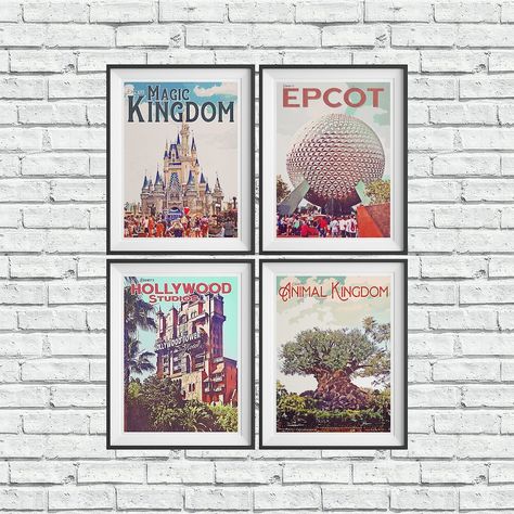 Retro Disney Posters, Retro Disney World, Disney World Map, Disney Prints, Disney Frames, Retro Disney, Disney Posters, Disney Designs, Disney Magic Kingdom