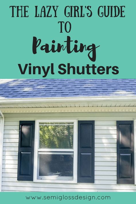 Painting Shutters Black, Cream House Black Shutters, How To Paint Shutters On House, Gray Siding Black Shutters, Painting Shutters On House, Beige House Black Shutters, Painting Vinyl Shutters, Paint Shutters, Outdoor Shutters