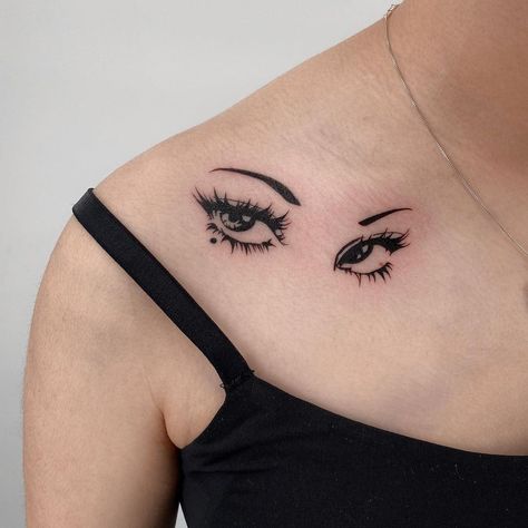 Tattoo Of Eyes, Two Eyes Tattoo, Tattoes Idea, Under Eye Tattoo, Seductive Eyes, Eyes Tattoo, Crying Eyes, Awesome Tattoos, Collar Bone Tattoo