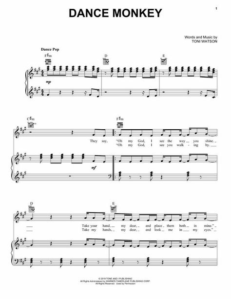 Notes Guitar, Popular Piano Sheet Music, Learn Dance, Piano Songs Sheet Music, Piano Sheet Music Letters, Tones And I, Piano Music Easy, Easy Sheet Music, Dance Monkey