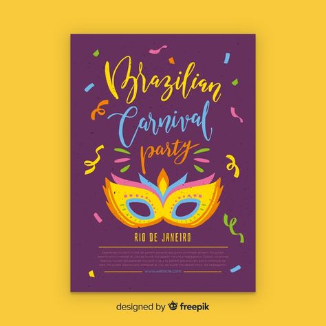 Brazilian Carnival, Brazil Carnival, Carnival Posters, Party Poster, Festival Design, Festival Posters, Carnival Party, Party Flyer, Poster Template