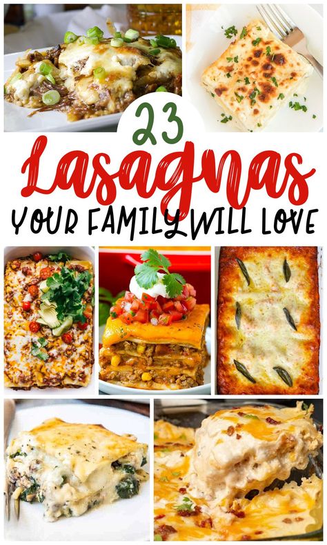 Lasagna is one of my favorite meals to make for my family. To keep our taste buds guessing, I like to try out different kinds of lasagna recipes! Different Kinds Of Lasagna, Lasagna Party, Lasanga Recipe, Lasagna Rollups, Lasagna Recipe, Homemade Pasta, Easy Family Meals, Dinner Dishes, Us Foods