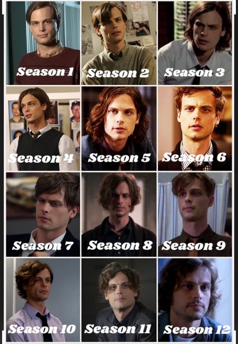 Spencer Reid throughout the seasons Spencer Reid Hairstyles, Spencer Reid Haircut, S2 Spencer Reid, Dr Reid Spencer, Spencer Reid Fashion, Spencer Reid Season 13, Spencer Reid Style, Season 7 Spencer Reid, Spencer Reid Jail