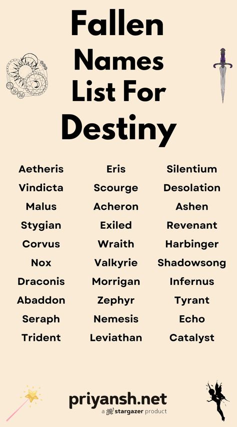 Calling all Guardians! 🔥 Looking for a badass Fallen name for your next Destiny character? We've got the ultimate list of edgy, powerful, and unique names inspired by the Fallen themselves! Get ready to dominate the battlefield with a name that strikes fear into your enemies. Click to see the list! Fantasy Last Names List, Names That Mean Destiny, Badass Last Names, Last Names List, Destiny Character, Novel Tips, Neutral Names, Group Names Ideas, Writing Fonts