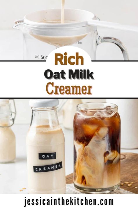 Rich Oat Milk Creamer is a great vegan alternative to regular creamer. Oat milk is a great choice for making your own coffee creamer. It’s creamy and adds a subtly sweet flavor to your coffee without overpowering it. With the right ingredients, you can make your own delicious oat milk creamer that’s much healthier than store-bought creamers. This oat milk creamer is incredibly easy to make and requires no special equipment or ingredients. Plus, you can customize the flavorings too! Dairy Free Creamer Coffee, Oat Milk For Coffee, Diy Coffee Creamer With Oatmilk, Homemade Almond Creamer, Homemade Creamer Non Dairy, Make Your Own Creamer Recipes, Homemade Almond Coffee Creamer, How To Make Oat Milk Creamer, Homemade Oat Creamer