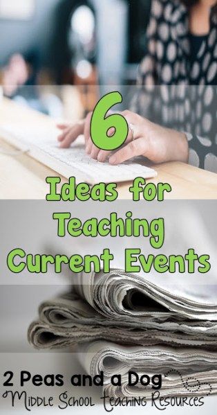 6 Ideas for Teaching Current Events - 2 Peas and a Dog. It is important that students are exposed to current content in our programs no matter what subject area or grade we teach. In this blog post you will find 6 easy to implement ideas for teaching current events in your classroom. Current Events Activities, Literacy Groups, Secondary Science, Middle School Writing, Social Studies Classroom, Middle School Reading, Social Studies Teacher, Social Studies Activities, Social Studies Lesson