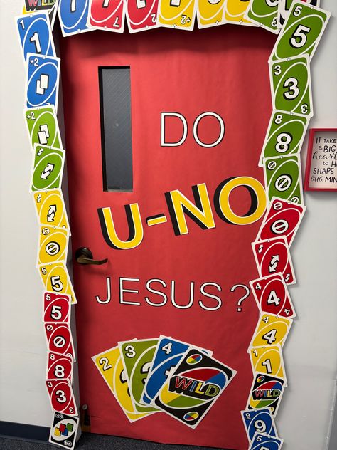 Bible Door Decorations Classroom, Catholic Schools Week Door Decoration, Catholic Schools Week Door Ideas, Sunday School Door Decorations, Sunday School Classroom Ideas, Class Door Decor, Catholic Schools Week, Decorate Ideas, Christian Bulletin Boards