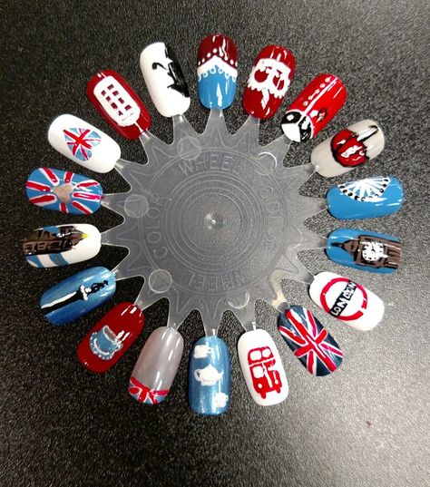 British Nail Art, London Nails Designs, British Nails, Union Jack Nails, Jack Nails, Competition Nails, London Elizabeth, Nails London, Making Nails