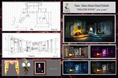 Set Design Sketches Theatre, Theater Design Stage, Set Design Model Making, Theater Decor Stage Set Design, Set Design Portfolio, Stage Layout Design, Stage Design Sketch, Stage Design Theatre, Set Stage Design