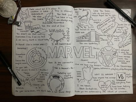 Avengers Journal Ideas, Cute Marvel Doodles, Marvel Iconic Lines, Marvel Doodle Art, Marvel Drawing Ideas, Doodle Marvel, Marvel Doodle, Marvel Doodles, Marvel Journal