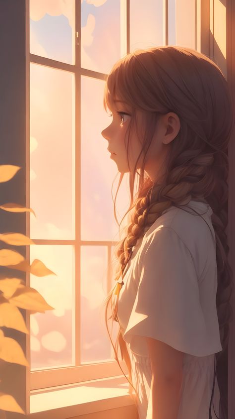 Mysterious Pfps, Facial Sketches, Girl Looking Out Window, Disney Movie Art, Artistic Illustration, Window Illustration, Persona Anime, Window Drawing, Scene Drawing