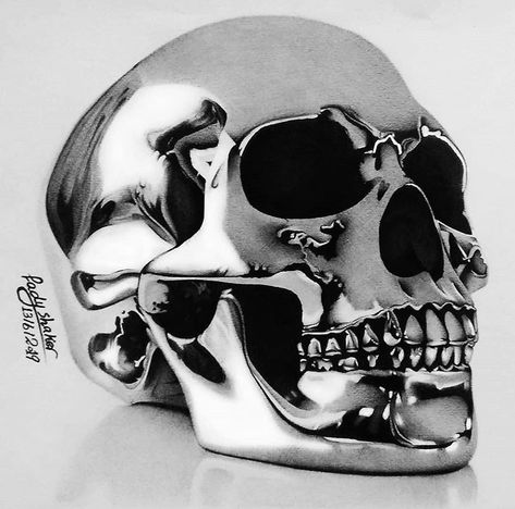 Chrome Reference, Chrome Drawing, Chrome Tattoo, Stunning Tattoos, Skull Reference, Skull Model, Stippling Art, Prismacolor Art, Boho Art Drawings