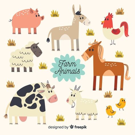 Farm With Animals, Animal Illustration Kids, Sheep Vector, Chicken Illustration, Zestaw Ikon, Farm Quilt, Happy Farm, Animal Mural, Murals For Kids