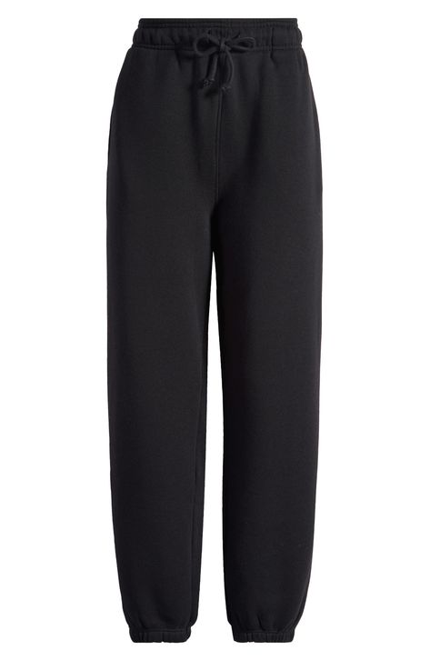 Work out or chill out in these cozy cotton-blend joggers that are both sporty and soft. 28" inseam; 10" leg opening; 14" front rise; 17" back rise (size Medium) Elastic/drawstring waist 75% cotton, 25% polyester Machine wash, line dry Imported Cuffed Joggers, Black Joggers, Fabric Gift Bags, Nordstrom Store, Fabric Gifts, Free Fabric, Signature Design, Work Out, Drawstring Waist