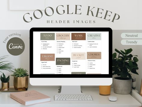 Google Keep Headers | 25 Neutral & Aesthetic Designs Google Keep Aesthetic, Google Keep Ideas, Notion Tools, Google Keep Headers, Work Checklist, Add Aesthetic, Calendar Themes, About Me Template, Gift Wishlist