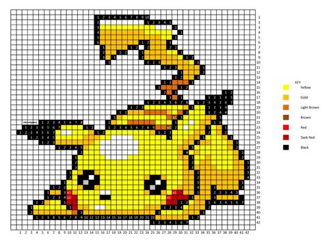 I think I found a good way to use all that damn yellow yarn I have. I hope my sister will like it. Pixel Art Pattern Pikachu, Crochet Pixel Pattern Pokemon, Pixel Art Pokemon Pikachu, Naruto Cross Stitch, Pixel Art Pikachu, Cartoon Pixel Art, Pikachu Pixel, Pikachu Cross Stitch Pattern, Pikachu Cross Stitch