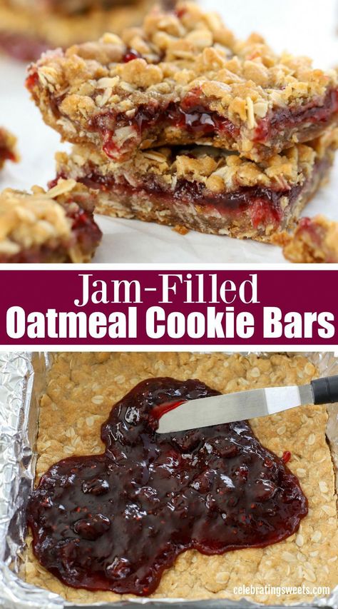 Oatmeal Jam Bars, Jam Bars, Oatmeal Cookie Bars, Brown Sugar Oatmeal, Smores Dessert, Breakfast Oatmeal, Desserts Keto, Dessert Bar Recipe, Brownie Desserts