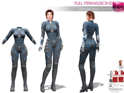 Second Life Marketplace - MI Full Perm Female Navy Sci-fi Bodysuit For Legacy Maitreya Slink Belleza Ebody Reborn Sci Fi Bodysuit, Perm Female, Female Navy, Chat Line, How To Buy Land, Perm, Navy Women, Second Life, Sci Fi