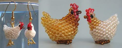 3D Chicken Pattern 3d Chicken, Beaded Patterns, Seed Bead Crafts, Chicken Pattern, Bead Projects, Beaded Crafts, Bead Stitching, Beaded Animals, Beading Projects