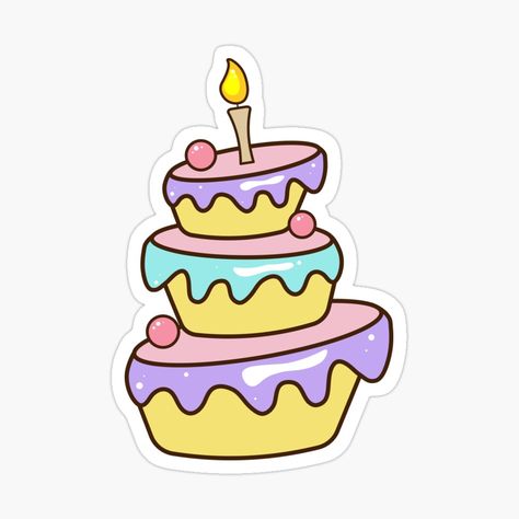 Get my art printed on awesome products. Support me at Redbubble #RBandME: https://www.redbubble.com/i/sticker/Cartoon-Birthday-Cake-by-HannaArtLab/154190734.EJUG5?asc=u Cute Cake Sticker, Birthday Cake Cartoon, Birthday Cake Sticker, Stickers For Birthday, Birthday Cake Clip Art, Cake Cartoon, Happy Birthday Banner Diy, Cake Stickers, Cartoon Birthday Cake