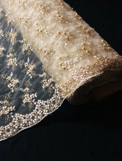 Gold Lace Fabric, Wide Dress, Haute Couture Fabric, Ivory Lace Wedding Dress, Beaded Lace Fabric, Bridal Lace Fabric, Bridal Dresses Lace, Dress Crafts, Gold Embroidery